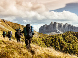 hiking in the mountains