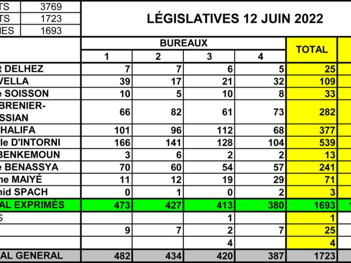 TABLEAU LEGISLATIVES 1er Tour